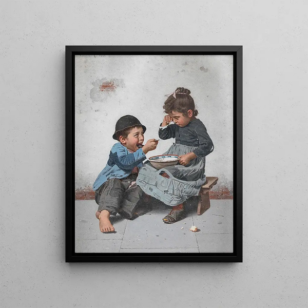 A bowl with porridge - Giulio del Torre — framed artwork on a wall