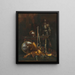 a Still Life with Armor Elements and Firearms - Giuseppe Adolfo Feragutti Visconti — framed artwork on a wall