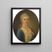 Portrait of a lady wearing a blue dress and a lace collar - Giuseppe Baldrighi — framed artwork on a wall