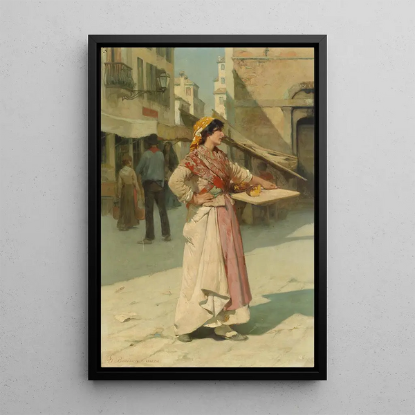 Vendeuse vénitienne - Giuseppe Barison — framed artwork on a wall