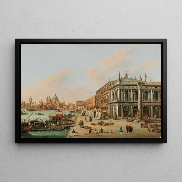 Le Môle by the Marciana Library facing the entrance of the Grand Canal Venice - Giuseppe Bernardino Bison — framed artwork on a wall
