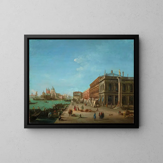 The Molo with the Palazzo della Zecca and the Marciana Library, the church of Santa Maria della Salute beyond - Giuseppe Bernardino Bison — framed artwork on a wall
