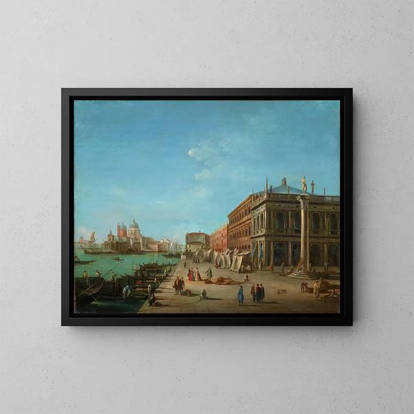 The Molo with the Palazzo della Zecca and the Marciana Library, the church of Santa Maria della Salute beyond - Giuseppe Bernardino Bison — framed artwork on a wall