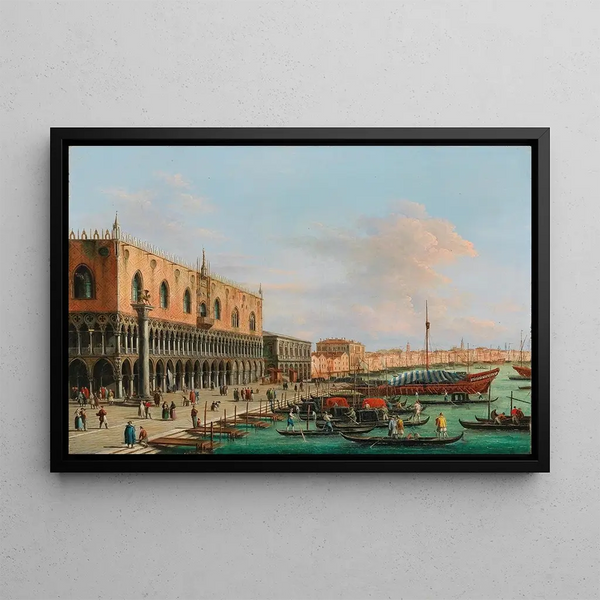 Le Palais des Doges et la Riva degli Schiavoni à Venise - Giuseppe Bernardino Bison — framed artwork on a wall