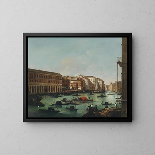 Venice, the Grand Canal with new buildings - Giuseppe Bernardino Bison — framed artwork on a wall