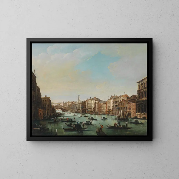 Venice, the Grand Canal with the Rialto Bridge - Giuseppe Bernardino Bison — framed artwork on a wall