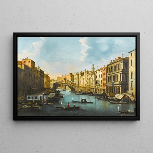 Venice, the Grand Canal with the Rialto Bridge - Giuseppe Bernardino Bison — framed artwork on a wall