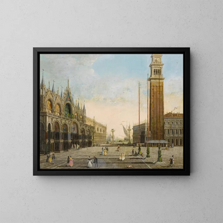 View of Piazza San Marco with the Piazzetta and San Giorgio Maggiore in the background - Giuseppe Bernardino Bison — framed artwork on a wall
