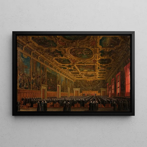 The Doge Morosini receives the baton of command - Giuseppe Borsato — framed artwork on a wall
