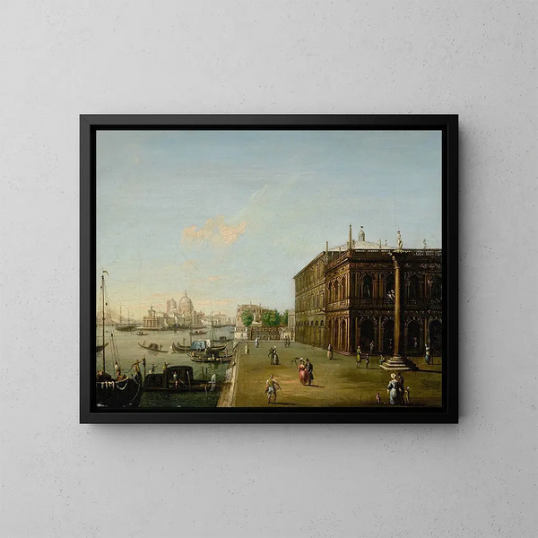 Venice, view of the Mole with the Libreria - Giuseppe Borsato — framed artwork on a wall