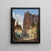 a street in Chartres with the cathedral in the background - Giuseppe Canella — framed artwork on a wall