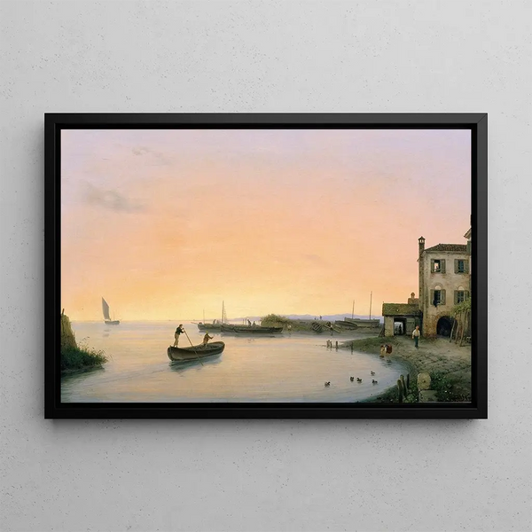 Chioggia before sunrise - Giuseppe Canella — framed artwork on a wall