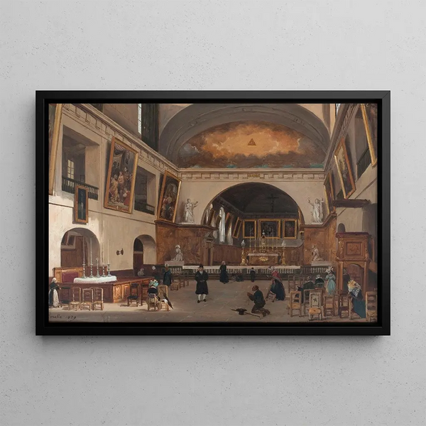Interior painting of the Saint-Jean-Saint-François church - Giuseppe Canella — framed artwork on a wall