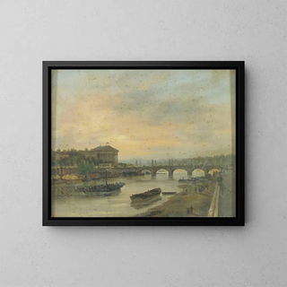 Le Palais Bourbon et le pont Louis XVI, pont de la Concorde - Giuseppe Canella — framed artwork on a wall