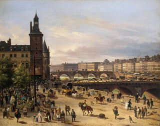 The Flower Market, the Clock Tower, the Pont au Change, and the Pont Neuf - Giuseppe Canella — artwork view