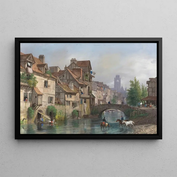 Vue de Rouen - Giuseppe Canella — framed artwork on a wall