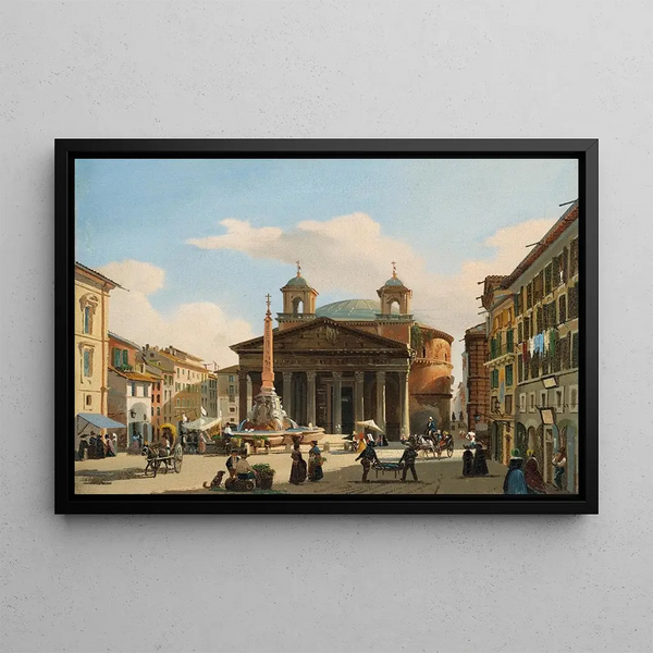 View of the Pantheon, Rome - Giuseppe Canella — framed artwork on a wall