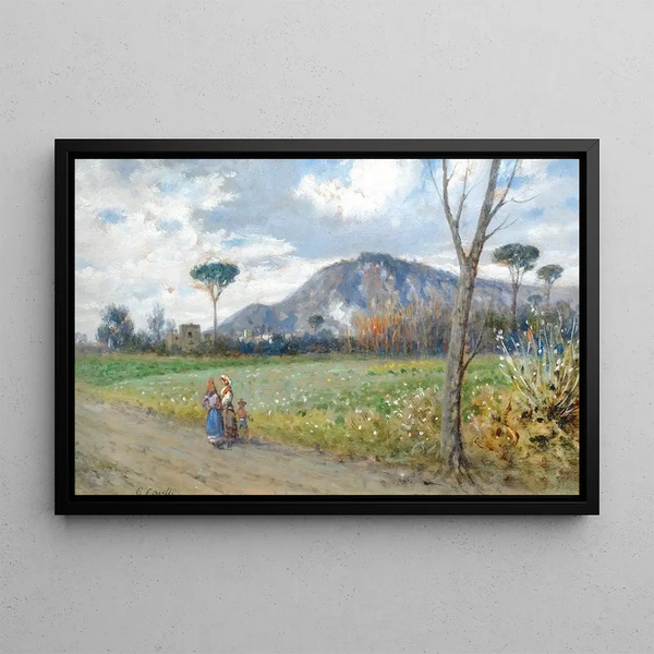 Italian landscape painting - Giuseppe Carelli — framed artwork on a wall