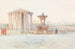 View of the Foro Boario with the Temple of Hercules Victor and the Triton Fountain - Giuseppe Carosi — artwork view