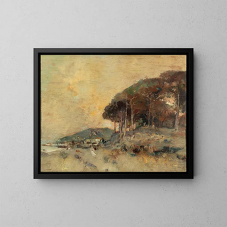 Mediterranean Coast at Dusk - Giuseppe Casciaro — framed artwork on a wall