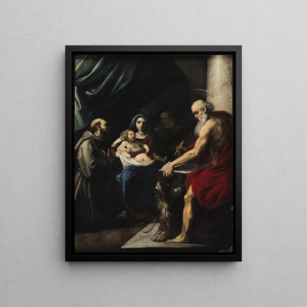Oil painting on copper - Giuseppe Cesari — framed artwork on a wall