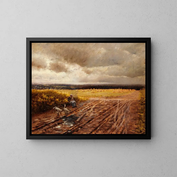 The Goose Girl - Giuseppe De Nittis — framed artwork on a wall