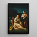 Allegory of Spring with a young woman painting herself and another holding a basket of flowers in a landscape - Giuseppe Gambarini — framed artwork on a wall