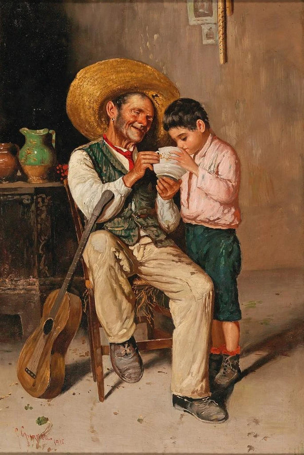 A Good Drink - Giuseppe Giardiello — framed artwork on a wall