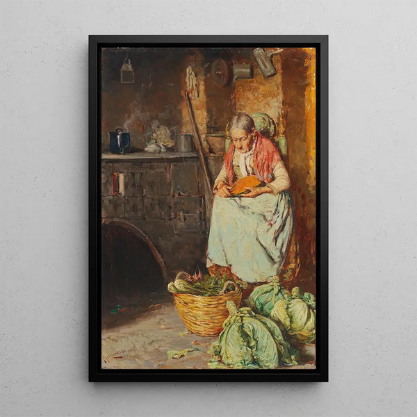 In the kitchen - Giuseppe Giardiello — framed artwork on a wall