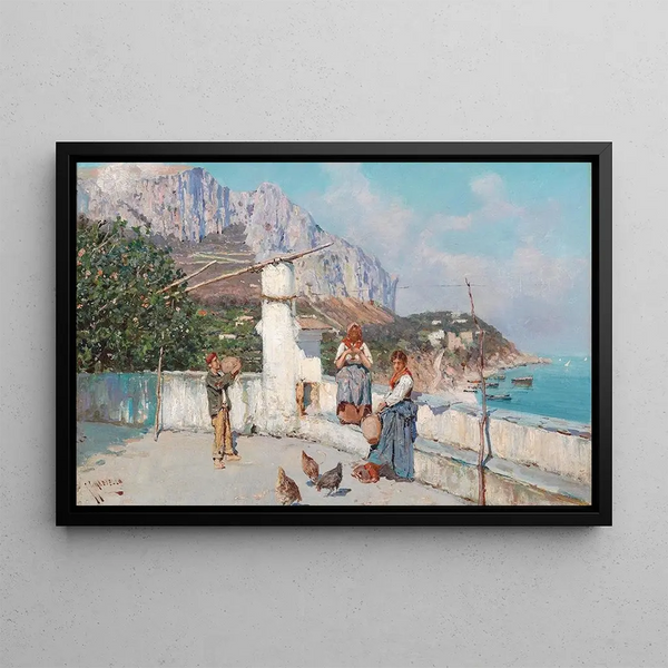Scene of Capri - Giuseppe Giardiello — framed artwork on a wall