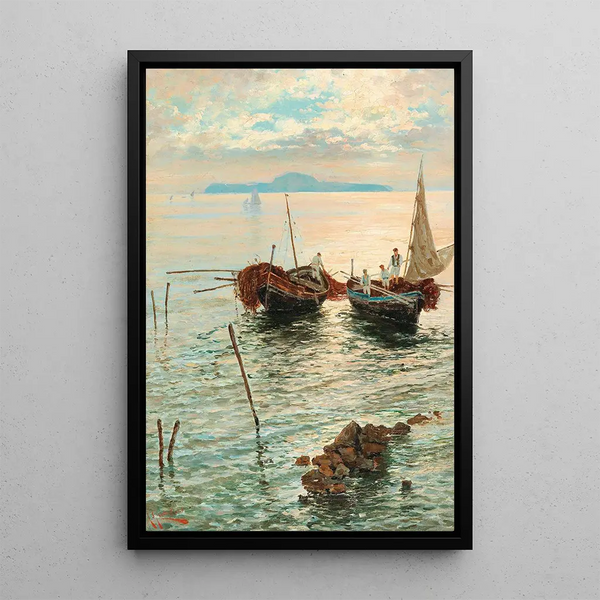 Scene near Naples - Giuseppe Giardiello — framed artwork on a wall