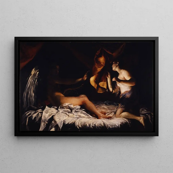 Cupidon et Psyché - Giuseppe Maria Crespi — framed artwork on a wall