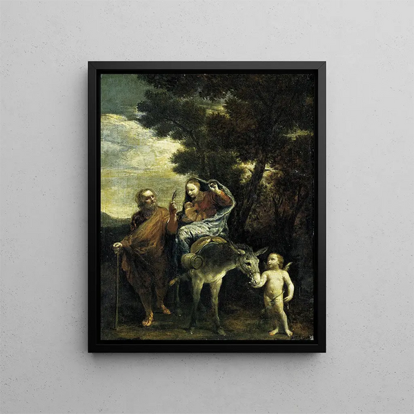 The Flight into Egypt - Giuseppe Maria Crespi — framed artwork on a wall