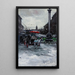 Urban view painting with carriage - Giuseppe Solenghi — framed artwork on a wall