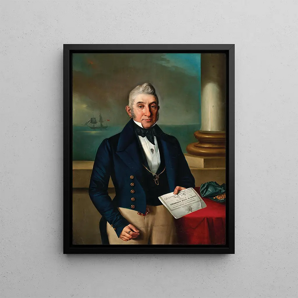 Portrait of Jacob Coen 1782-1852 cereal merchant of Trieste - Giuseppe Tominz — framed artwork on a wall