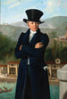 Portrait painting of the maritime agent Paolo Preinitsch Rosegg 1762-1840 in the port of Trieste - Giuseppe Tominz — artwork view