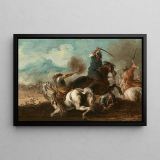 Battle Scene - Giuseppe Zais — framed artwork on a wall