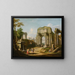 Architectural Caprice with ancient ruins, a sphinx, and figures near a fountain - Giuseppe Zocchi — framed artwork on a wall