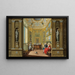 Elegant figures sitting in the painting and porcelain cabinet of a palace - Giuseppe Zocchi — framed artwork on a wall