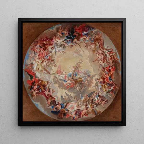 Glorification of the Cross - Carlo Carlone — framed artwork on a wall