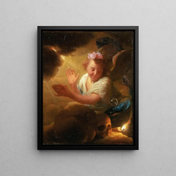 Allégorie de la vie humaine - Godfried Schalcken — framed artwork on a wall