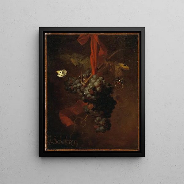 Grape bunch - Godfried Schalcken — framed artwork on a wall