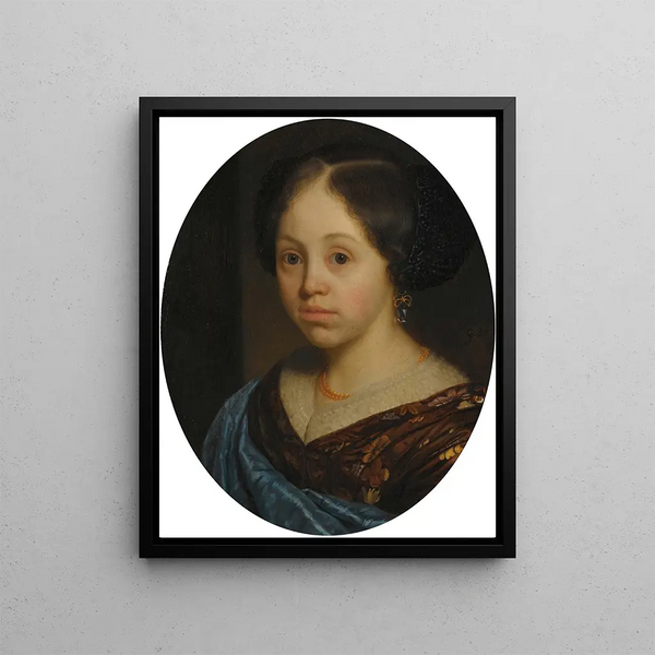 Portrait of a Girl - Godfried Schalcken — framed artwork on a wall