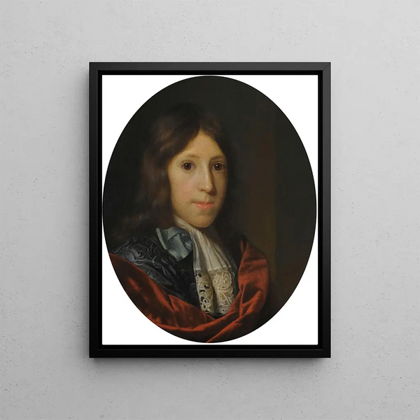Portrait of a Man - Godfried Schalcken — framed artwork on a wall