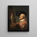 Portrait of an artist in his studio - Godfried Schalcken — framed artwork on a wall