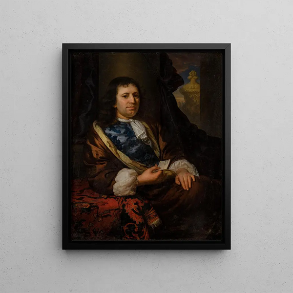 Portrait of Johan de Bruin 1678-1746 - Godfried Schalcken — framed artwork on a wall