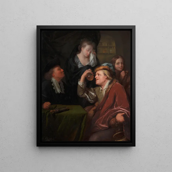 L'examen médical - Godfried Schalcken — framed artwork on a wall
