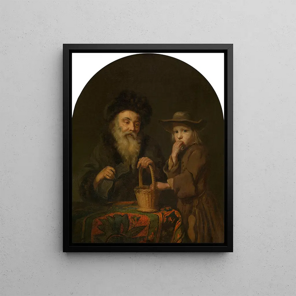 Two Ages - Godfried Schalcken — framed artwork on a wall