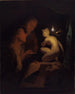 Young man and woman studying a Venus statue by lamplight - Godfried Schalcken — artwork view