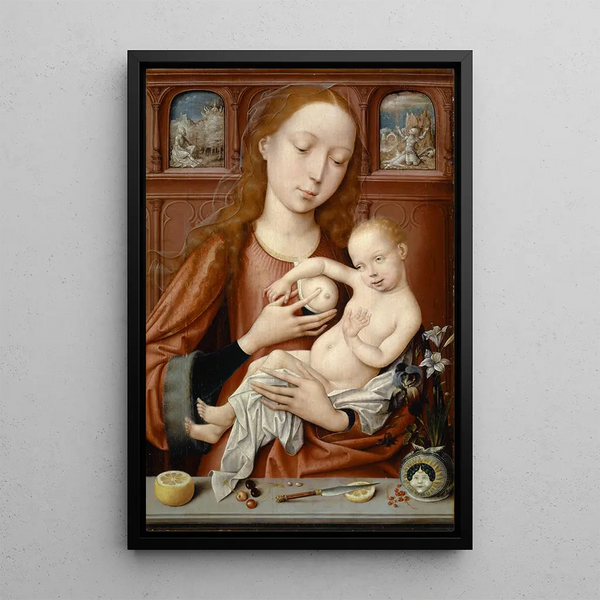 The Virgin breastfeeding - Goossen van der Weyden — framed artwork on a wall